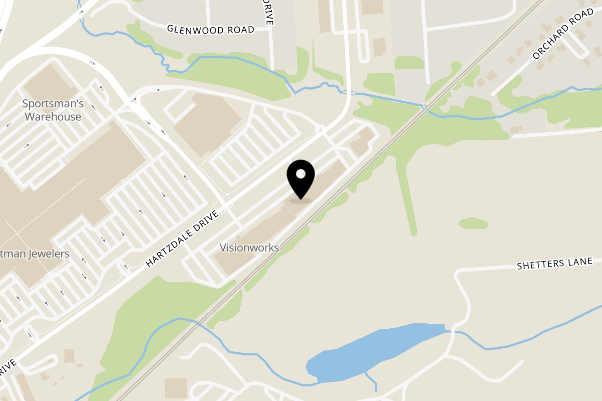 Map showing the location of Monsoon Indian & Nepali Cuisine on 3401 Hartzdale Dr #120 in Camp Hill